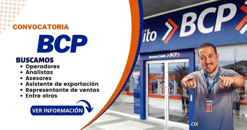 BCP requiere de nuevos colaboradores para su equipo