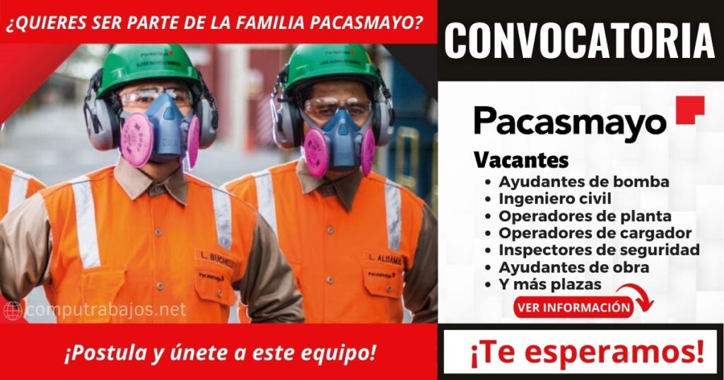 Convocatoria PACASMAYO: Nuevas plazas en reconocida empresa productora de cemento Convocatoria PACASMAYO: Nuevas plazas en reconocida empresa productora de cemento